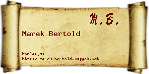 Marek Bertold névjegykártya